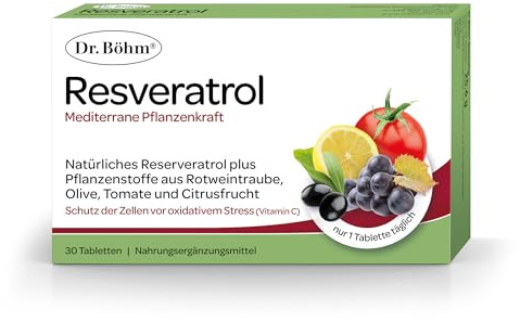 Dr. Böhm Resveratrol Anti‑Aging Tabletten: Mit mediterranen Pflanzenstoffen, OPC, Resveratrol und Vitamin C, 30 Tabletten