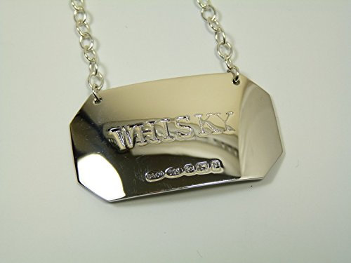 New Sterling Silver Plain Decanter/Wine Label - Whisky - Boxed