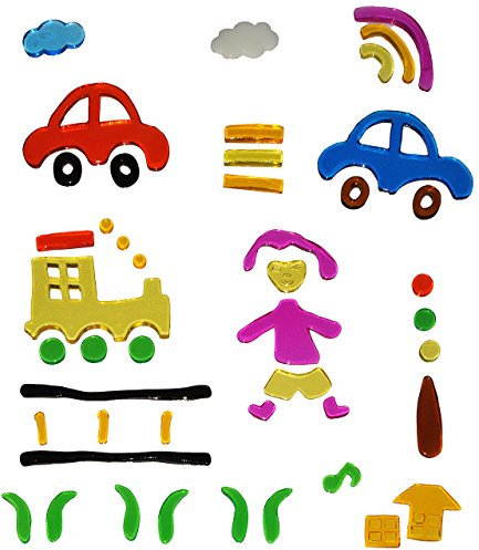 alles-meine.de GmbH 3 * je 46 TLG. Set: Gel Sticker - Auto, Eisenbahn & Fahrzeuge - z.B. für Gläser, Fenster, Glas, Spiegel - Badezimmer - wasserfest - selbstklebend Wandstic..