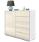 Vladon Sideboard Ben V2, Made in Germany, Kommode mit 1 Tür und 5 Schubladen, Weiß matt/Creme Hochglanz (79 x 74 x 36 cm)