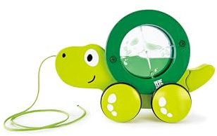 Hape Nachziehschildkröte Tito | Holzspielzeug mit getrennt verwendbarem Schildkrötenpanzer Spielzeug für Kleinkinder ab 12 Monaten