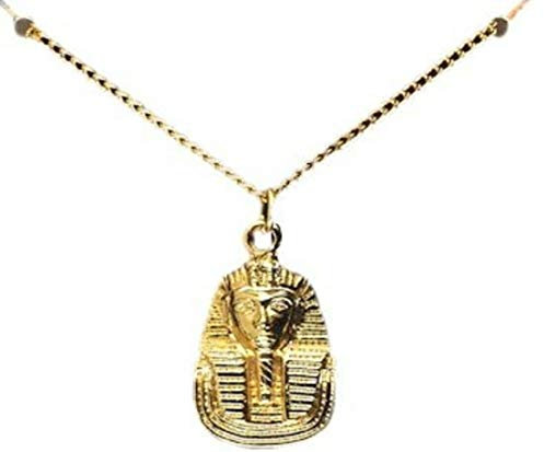 Alten Ägyptischen Königs Tutanchamun Anhänger und Kette – Gold plattiert mit Informationen über Schmuck der Alten Ägypter.
