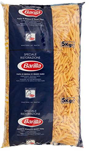 Barilla Hartweizengrieß Pasta Spezielles Catering Speciale Ristorazione Pennette Rigate n°72 italienisch Nudeln Packung mit 5Kg Kurze Pasta Teigwaren