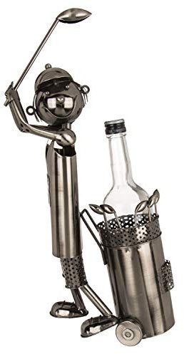 Out of the Blue 71/3097 - Flaschenhalter aus Metall, Golfspieler, ca. 42 x 26 cm, ideal als Deko und Geschenkverpackung
