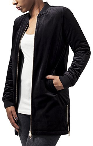 Urban Classics Women's Long Velvet Jacket, Black (Black 7), M