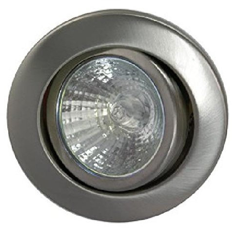 Rutec Stahl-Einbaustrahler für MR16, IP20, Ø 8cm, mit Frontblende, ohne Fassung, 30° schwenkbar, Eisen gebürstet