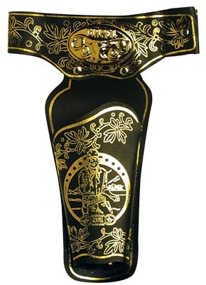 W WIDMANN MILANO Party Fashion 8507X - Cowboypistolenhalter, Pistolengürtel, Schwarz/Gold, Einheitsgröße, Wilder Westen, Kostüm, Accessoire, Karneval, Mottoparty