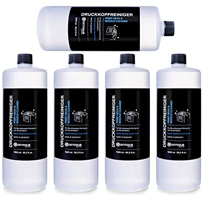 Octopus Fluids Düsenreiniger, Druckkopfreiniger für Thermal- und Piezo- Druckköpfe, 5 Liter für Brother, Epson, HP, Canon, Kodak und Lexmark Drucker