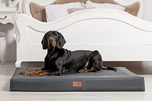 tierlando® Oscar VIP Ortho Hundematratze Kunstleder Velours Orthopädisches Hundebett VISCO Größe: OS5 120cm | Farbe: AL-02 Graphit