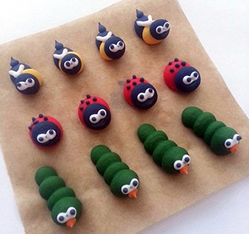 12 Edible Sugar Cake Decorations: Mini Mixed Garden Animals