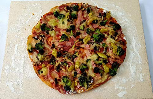 Pizzastein Brotbackstein Flammkuchenstein massive Schamotte Lebensmittelecht 40 x 30 x 2,5 cm für Backofen Ofen Herd Grill für Pizza Brot Flammkuchen incl. Anleitung