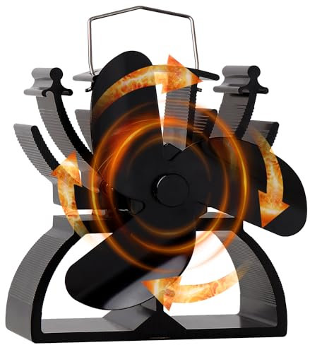 Thermoelektrischer Ventilator für Kamin, 12,5 cm hoch, umweltfreundlich, schwarz