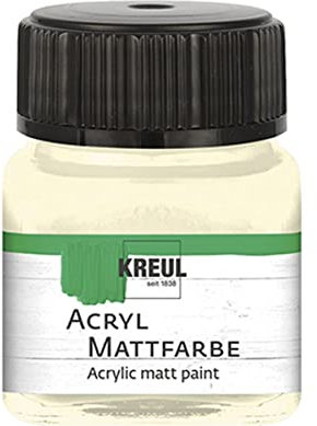 KREUL 75257 - Acryl Mattfarbe, elfenbein im 20 ml Glas, cremig deckende, schnelltrocknende Farbe auf Wasserbasis, für viele verschiedene Untergründe geeignet