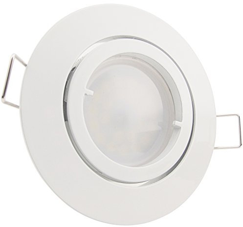 trendlights24 Premio LED Einbaustrahler Weiß 10er Set 230V GU10 1,5W Warmweiß 68mm Lochmaß