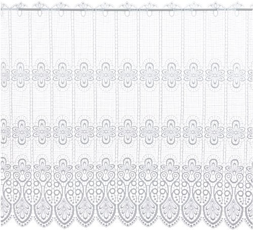 Plauener Spitze by Modespitze, Store Bistro Gardine Scheibengardine mit Stangendurchzug, hochwertige Stickerei, Höhe 83 cm, Breite 112 cm, Weiß