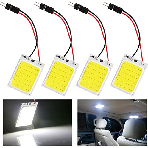YM E-Bright Ampoule LED dôme, panneau lumineux intérieur LED 12 V, super blanc COB 24-SMD Auto Car Dome Map Reading Plate Light Toit avec adaptateur BA9S T10 Festoon (31-41 mm) 4PCS