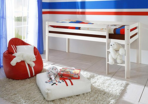 AVANTI TRENDSTORE - Konrad - Struttura di letto a soppalco con scaletta stabile in legno di pino massiccio, disponibile in 2 diversi colori. Dimensioni: LAP 97x113x207 cm
