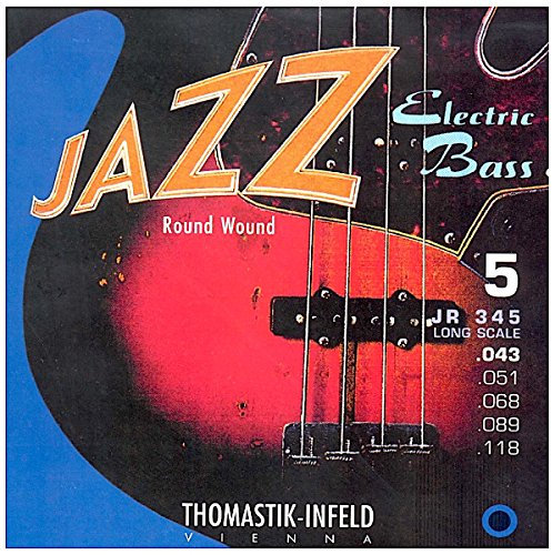 Thomastik Cordes Guitare électriques Jazz Bass Serie Nickel Round Wound Roundcore Jeu JR345 5 cordes filé rond short long scale 34