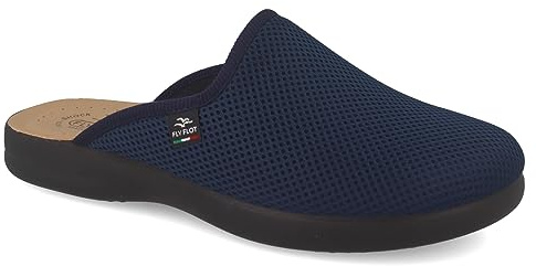 Fly Flot Aggius Herren Pantoffeln aus elastischem Netz mit Evopell-Einlegesohle Hausschuh, blau, 47 EU