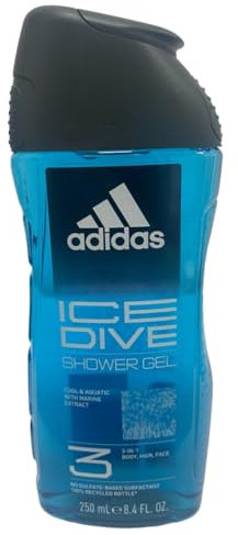 Adidas - Gel douche 2 en 1 Ice Dive, shampoing et corps - 250 ml