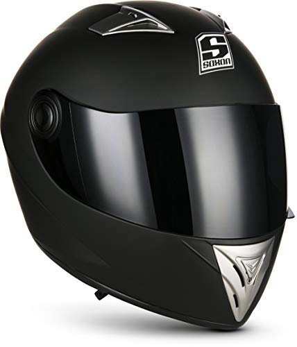 Soxon® ST-550 „Fighter“ · Integral-Helm · Full-Face Motorrad-Helm Roller-Helm Scooter-Helm Cruiser Sturz-Helm StreetFighter-Helm Sport Urban MTB · ECE 22.05 Visier Schnellverschluss Tasche S (55-56cm)