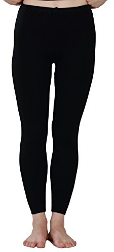Paradise Silk Silkeskashmir ribbad stickad dam termiska byxor leggings, Svart, XL