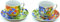 ART ESCUDELLERS Set DE 2 Tazas TROM con Plato de Porcelana Decorada en TRENCADIS al Estilo Gaudí. (Color Aurora). 12 cm x 12 cm x 12 cm