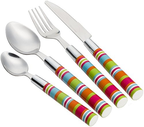 Flamefield Camper Smiles Stripe Cutlery Set | 16 Piece | Multicoloured Stripes