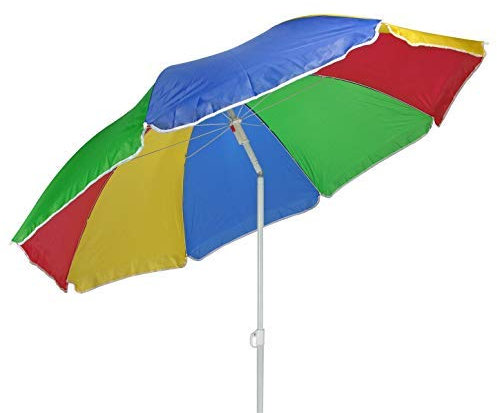 Spetebo Strandschirm bunt mit Knickgelenk - 180 cm - Sonnenschirm mit Tragetasche - Garten Schirm Balkon Terrasse Sonnenschutz