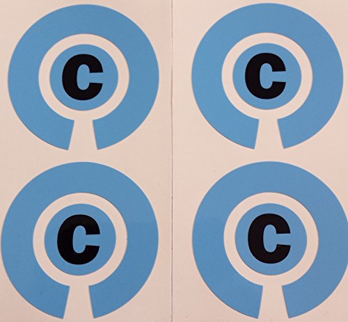Crown Green Lawn Indoor Bowls Adhesive Lettered Coloured Marker Labels Set of 4 (Blue, C)
