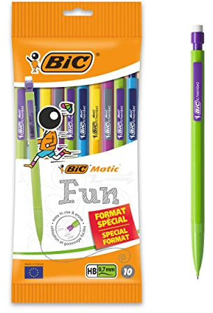 BIC Matic Fun Porte-Mines 0,7 mm HB - Couleurs Assorties, Pochette de 10
