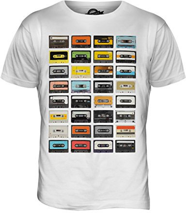 Candymix - Retro Music Cassette Tapes - Mens T Shirt Top T-Shirt, Size Large, Colour White
