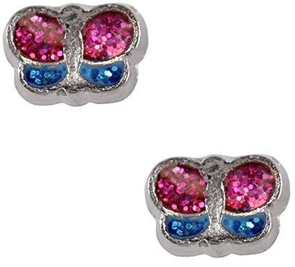 Studex Tiny Tips Schmetterling-Ohrstecker für Kinder, hypoallergen, Edelstahl, 6 mm, glitzernd