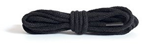 Kaps Cordones Redondos Finos, Cordones de Calidad de 2 mm de Ancho, 100% algodón para Calzado Informal y de Moda, Hechos en Europa, 1 par (60 cm - 24 inch - 3 to 4 Con ojales/ 91 - negro)