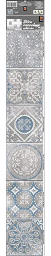 PLAGE 260583 Smooth - Tiles Fliesen Sticker Antico Elvas [6 Bogen 15 x 15 cm; 5.90‘’X 5.90’’ ], Vinyl, Blue and Brown, 15 x 0,1 x 15 cm