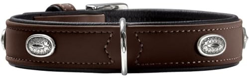 HUNTER SOFTIE STONE Hundehalsband, Kunstleder, mit Applikationen, pflegeleicht, 65 (L), braun