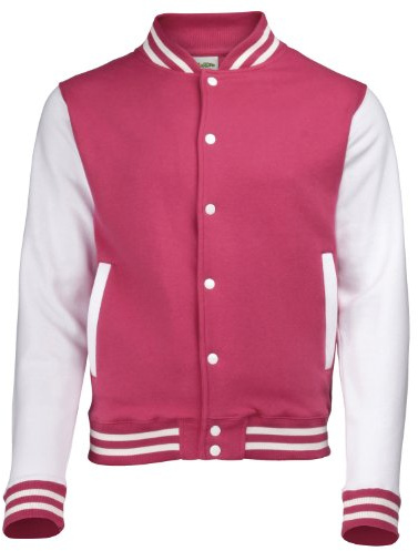 AWDis Hoods Varsity jacket Hot Pink/White M