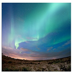 80x80cm - Fotodruck auf Leinwand und Rahmen Nordlicht Island Landschaft Sterne - Leinwandbild auf Keilrahmen modern stilvoll - Bilder und Dekoration
