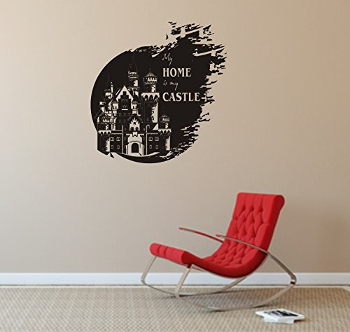 blattwerk-design Wandtattoo, Wandaufkleber - Spruch: My Home is My Castle - Dekoration - Schloss - Home (M050 Blau, 470 mm x 450 mm)