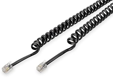 DIGITUS Cable de conexión del auricular telefónico de los UAE - RJ10-4 hilos - cable en espiral - 2 m de longitud - negro