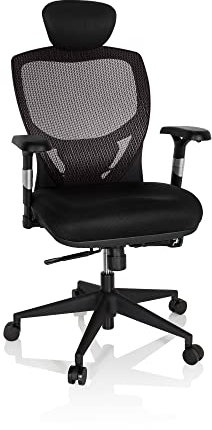 hjh OFFICE Profi Bürostuhl Venus Base Stoff/Netz Ergonomischer Drehstuhl, Rückenlehne verstellbar, Sitztiefenverstellung, Grau/Schwarz 657130