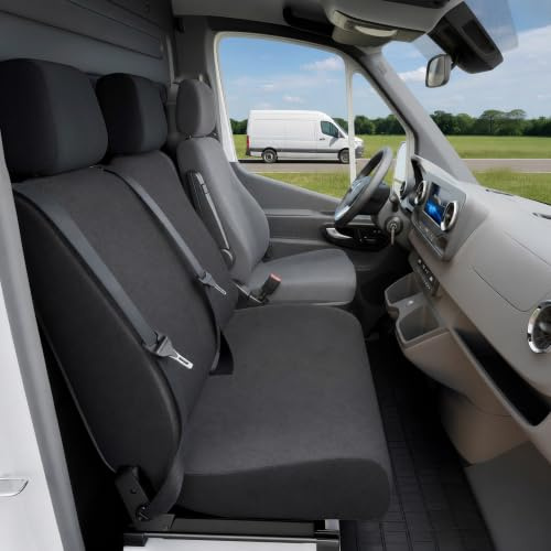 WALSER Passform Auto-Sitzbezug, Transporter-Schonbezug Stoff kompatibel mit VW T5, Doppelbankbezug vorne umlegbar
