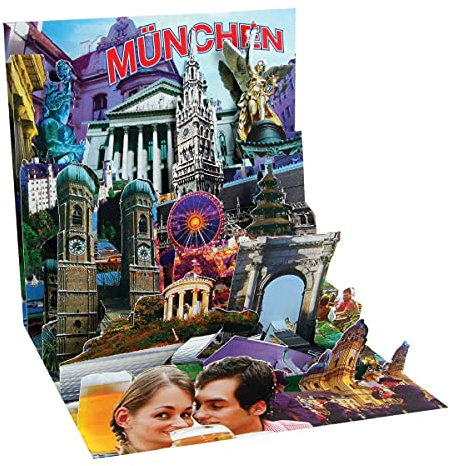 Pop Up 3D München PopShot Städtekarte Geburtstag Grußkarte Tourist 13x13cm