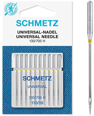 SCHMETZ | 10 Nähmaschinennadeln | Universal | 130/705 H | Nadeldicke 110/18 | auf jeder gängigen Haushaltsnähmaschine einsetzbar