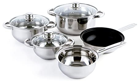 Quid Baterías de Cocina, Acero Inoxidable, Vidrio, 50 cm (Bochum)