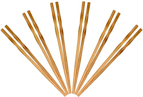 BambooMN - Juego de palillos de bambú trenzados de grado premium de 9 pulgadas - 12 juegos