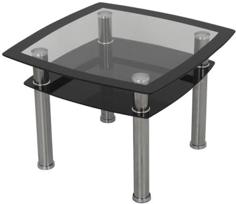 AVF T22-A Beistelltisch/Lampentisch/Beistelltisch, Glas, Chrom/Schwarz