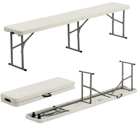 Harbour Housewares Folding Garden Bench - 6ft (180cm) - Pack of 1 - Heavy Duty Folding Utility Bench Easy Store Indoor Outdoor Patio Seating for Outdoor Events, Camping Picnic, Arts and Crafts