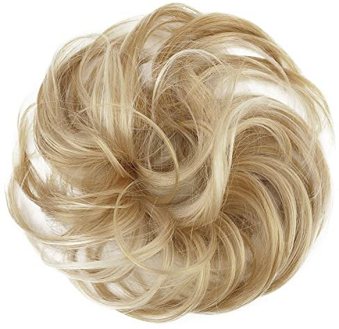 CAISHA Haargummi Bella Hochsteckfrisuren Haarteil Hochzeitfrisuren Voluminös Leicht Gewellt Hitzebeständige Kunstfaser DM17cm Blond Mix G30B