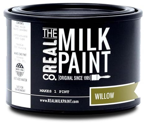 Real Milk Paint, Peinture pour bois pour meubles, peinture mate pour armoires, murs, brique et pierre, à base d'eau, biologique, sans COV, saule, 1 pinte